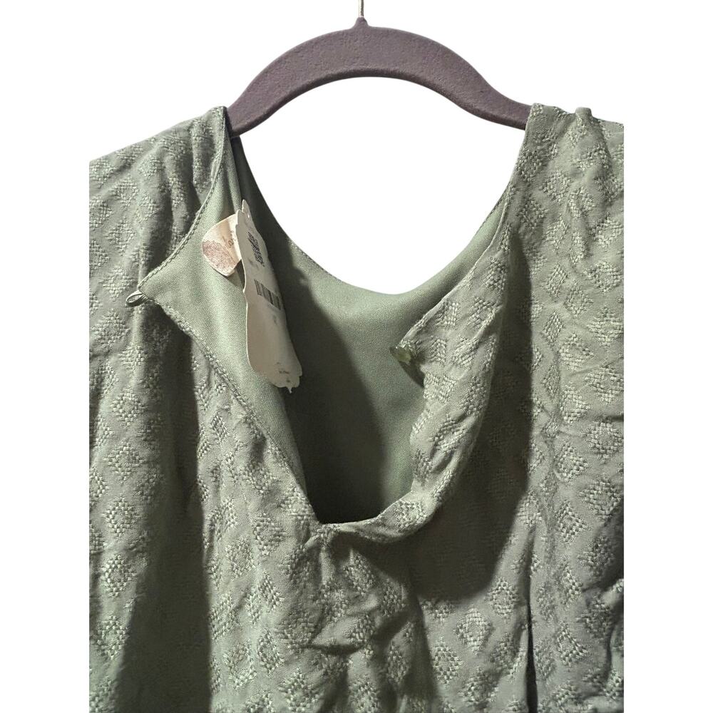 Altar'd State Frankie Sage Textured Babydoll Mini Dress Puff Sleeve - Picture 3 of 10